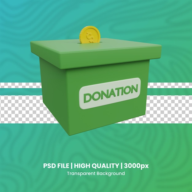 caja de caridad 3d de alta calidad render fondo transparente