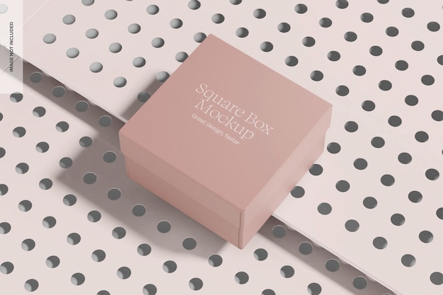 Caja de cartón cuadrada con paneles metálicos Mockup Vista de ángulo alto