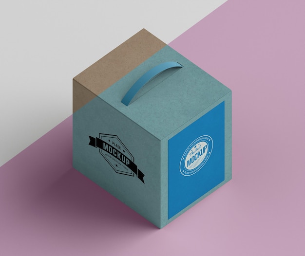 PSD caja de cartón de diseño isométrico