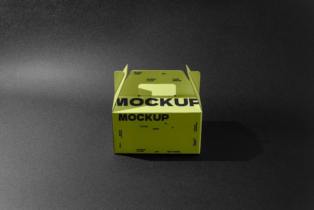 Caja de cartón con diseño de maqueta de mango