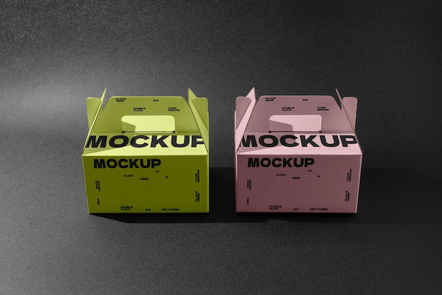 Caja de cartón con diseño de maqueta de mango