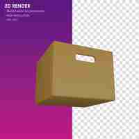 PSD caja de cartón con icono 3d