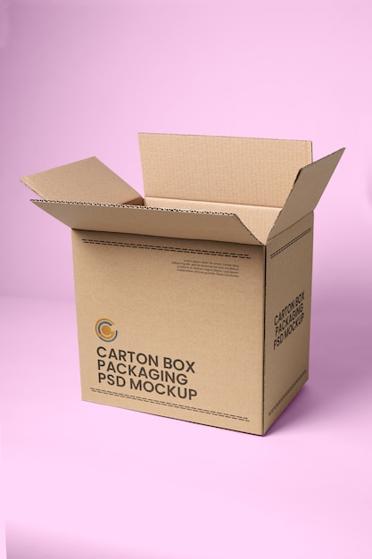 PSD caja de cartón con maqueta de diseño retro.