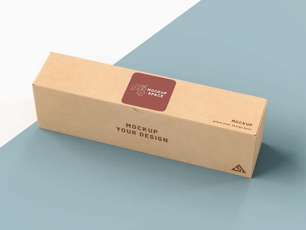 PSD caja de cartón con maqueta de pegatina