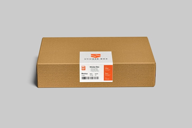 Caja de cartón con modelo de etiqueta