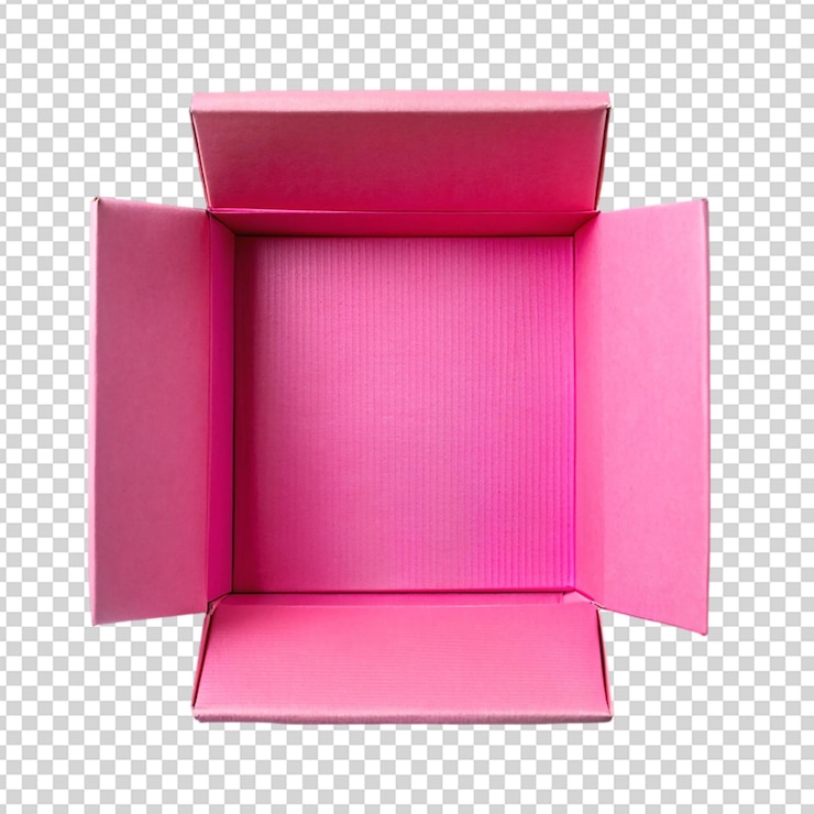 PSD caja de cartón rosa aislada sobre un fondo transparente