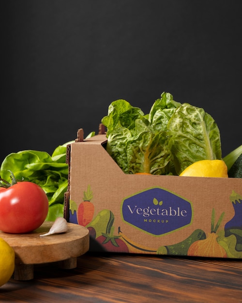 PSD caja de cartón de verduras frescas