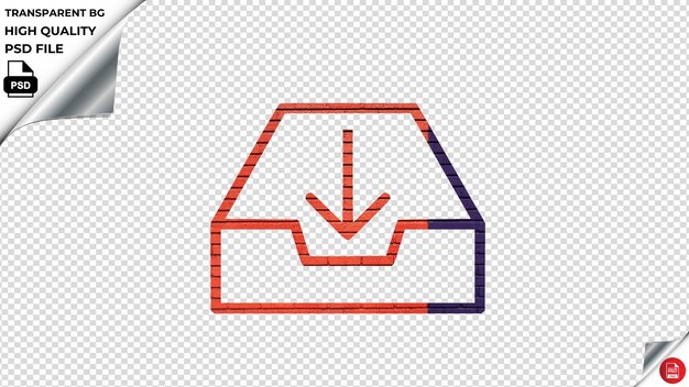 PSD caja contenedor de documentos archivo flecha hacia abajo icono vectorial naranja ladrillos marinos texturado psd transparente