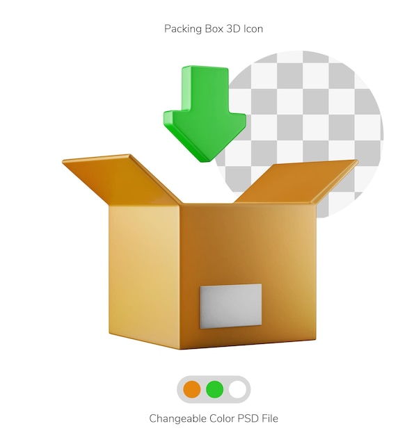 PSD caja de entrega de embalaje con forma de flecha editable psd cambiable de color concepto de icono 3d aislado