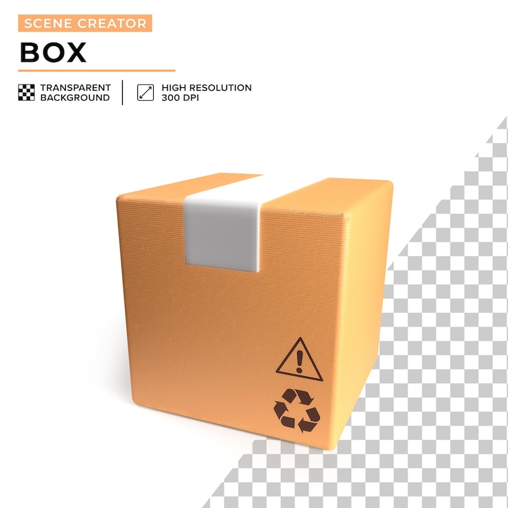 PSD caja de entrega de estilo de dibujos animados 3d para la creación de escenas