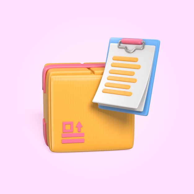 Caja de envío con el icono del portapapeles