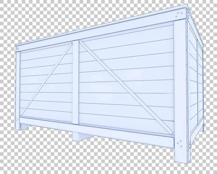 PSD caja de envío industrial sobre fondo transparente ilustración de renderizado 3d