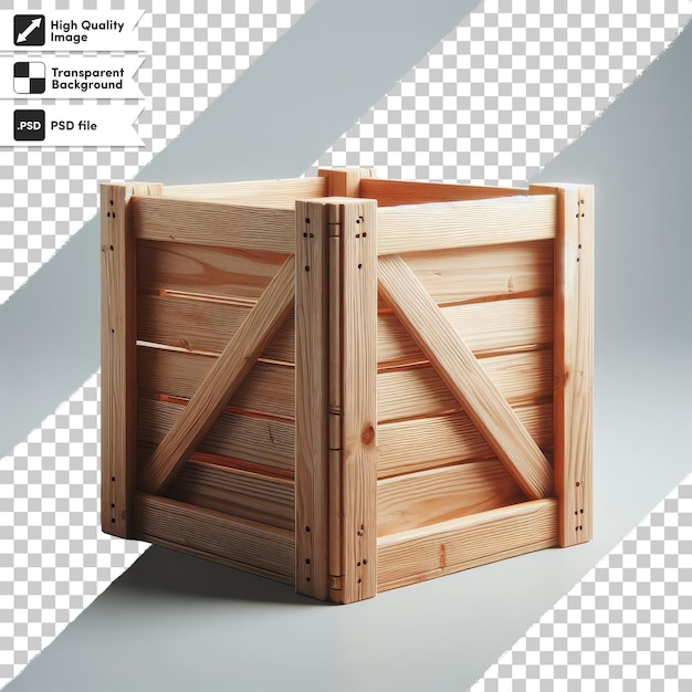 PSD caja de envío de madera psd en fondo transparente