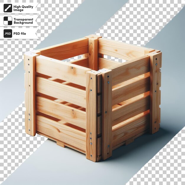 PSD caja de envío de madera psd en fondo transparente