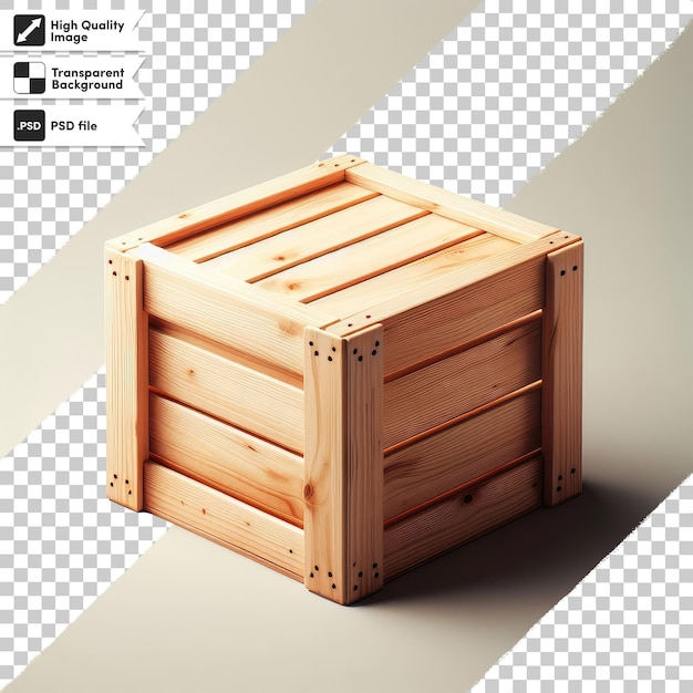 PSD caja de envío de madera psd sobre fondo transparente