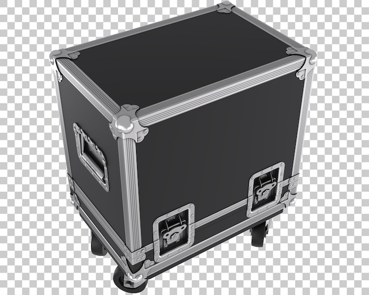 PSD caja de equipo musical aislada sobre fondo transparente ilustración de renderizado 3d