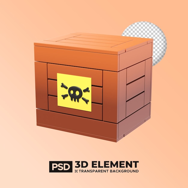 Caja de explosivos pólvora venenosa materiales peligrosos Ilustración de icono 3D que se muestra aislado