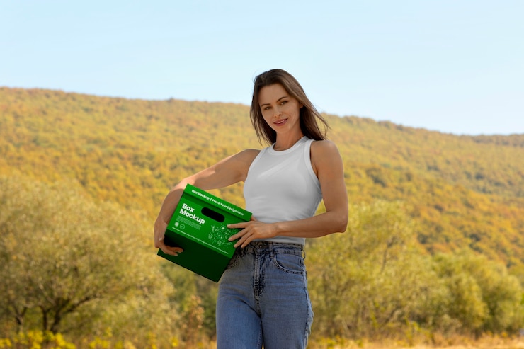 PSD caja de explotación de mujer vista frontal