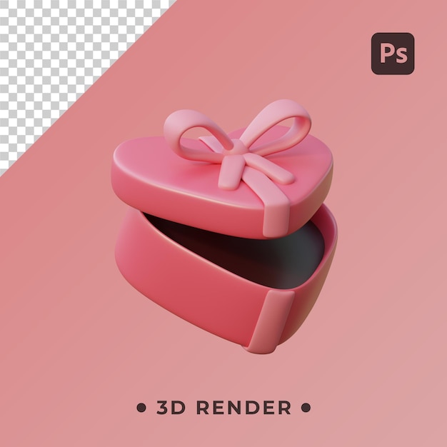 PSD caja en forma de corazón modelo 3d