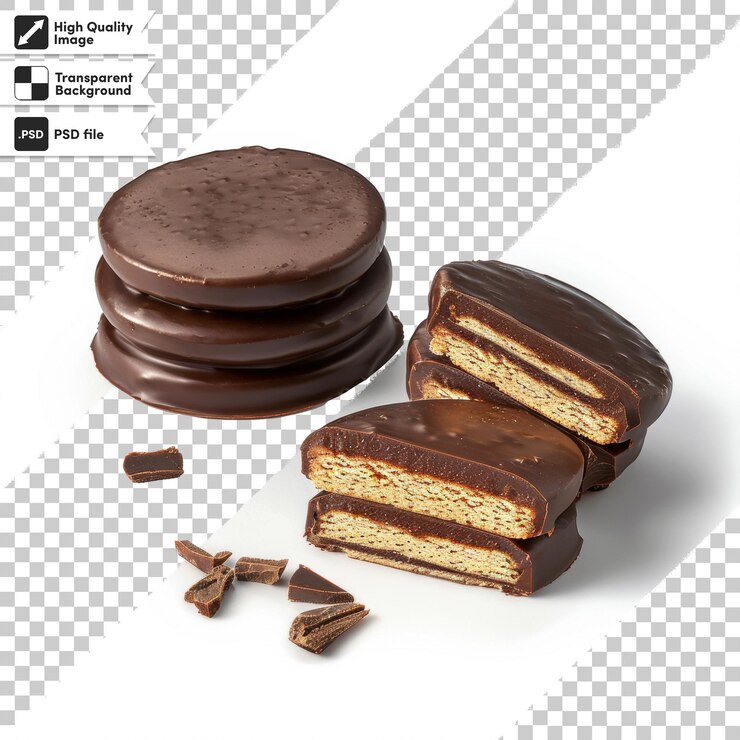 PSD una caja de galletas de chocolate con una etiqueta que dice cita chocolate cita