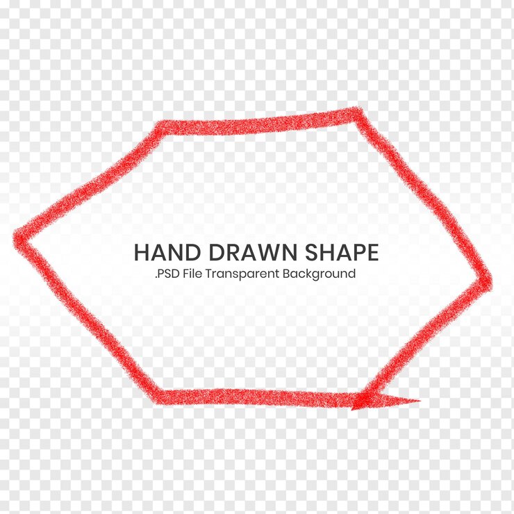 PSD caja hexagonal roja con lápiz de colores dibujado formas elemento psd transparente