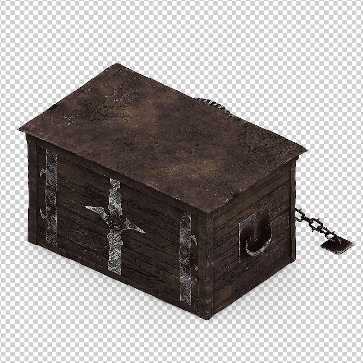 PSD caja isométrica vintage
