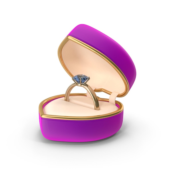 una caja de joyas de oro con un anillo en ella