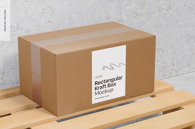 Caja de kraft rectangular en el fondo de hormigón mockup 02