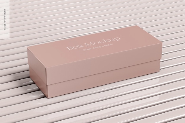 Caja larga en el panel metálico Mockup vista izquierda