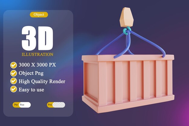 PSD caja de logística de ilustración 3d