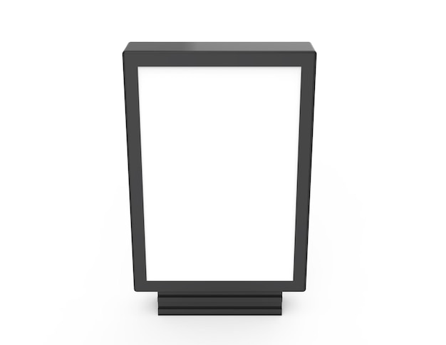 Caja de luz de marco negro de representación 3D