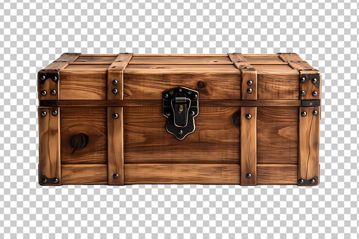 PSD caja de madera aislada sobre un fondo transparente