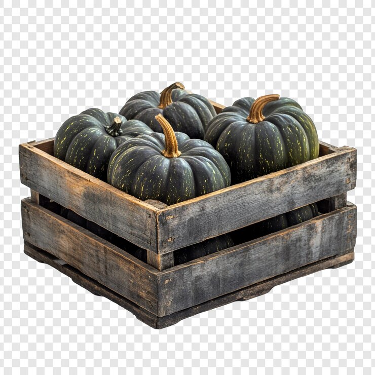 PSD una caja de madera de calabazas con una que dice gourmet