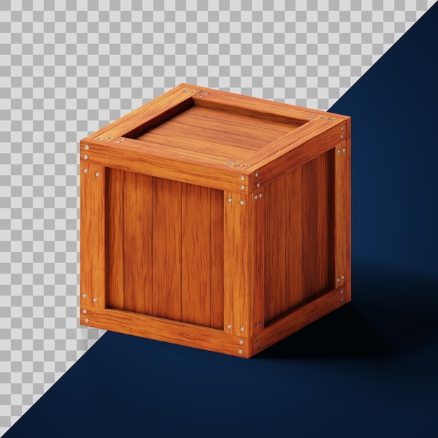 PSD caja de madera estilizada en 3d