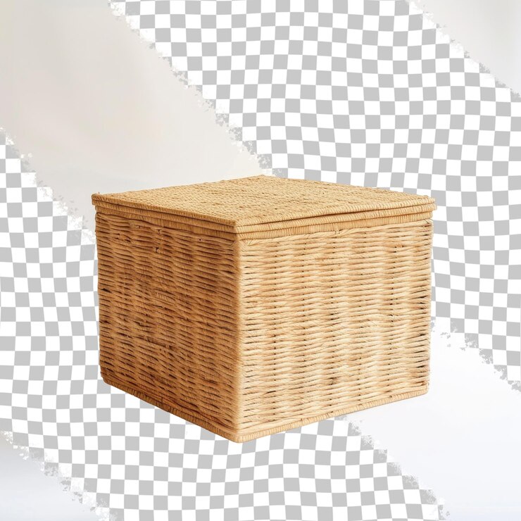 PSD una caja de madera con un fondo blanco y un fondo a cuadros blanco y negro