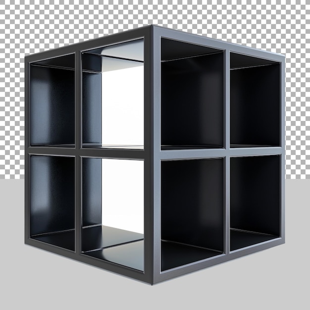 Caja de madera negra en fondo transparente generada por Ai