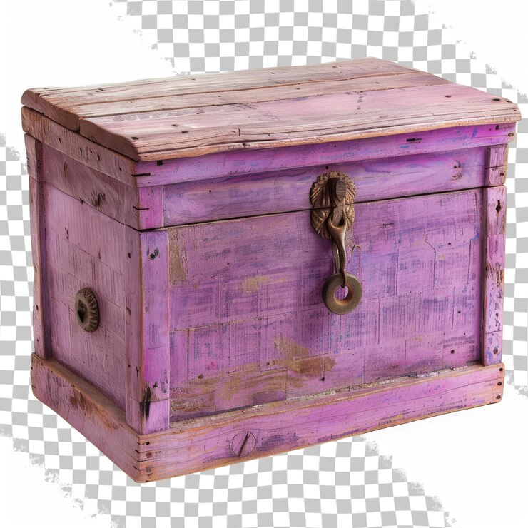PSD una caja de madera púrpura con una cerradura en ella