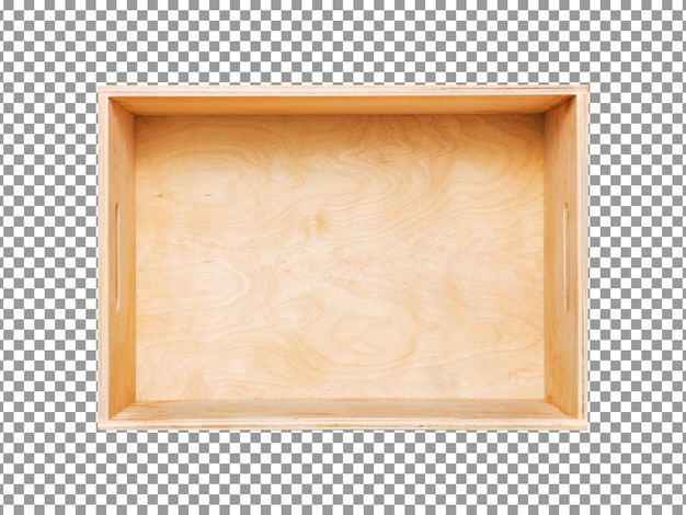 PSD caja de madera vacía aislada sobre fondo transparente