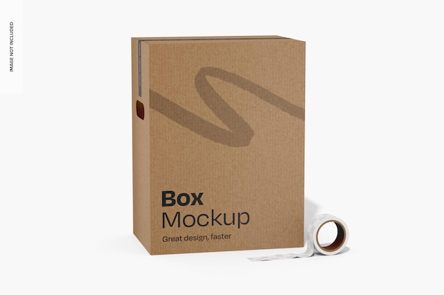 Caja con maqueta de cinta de seguridad vista delantera