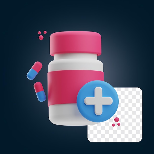 PSD caja de medicina de cápsula 3d icono ilustración