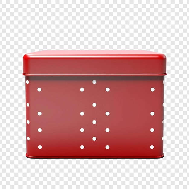 PSD caja de metal roja vacía aislada sobre un fondo transparente