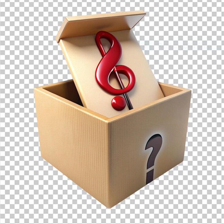 PSD la caja misteriosa del músico en un fondo transparente