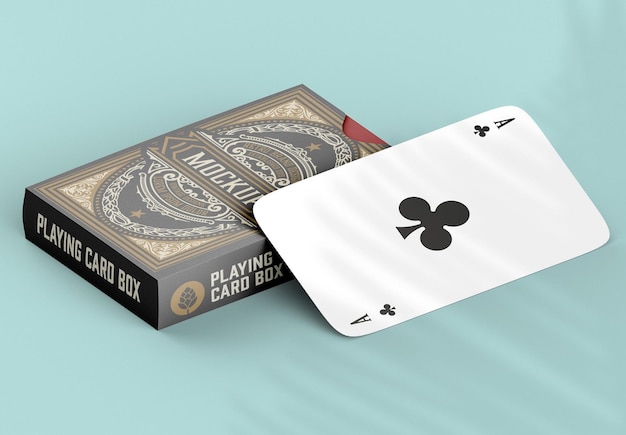 PSD caja con mockup de cartas de poker