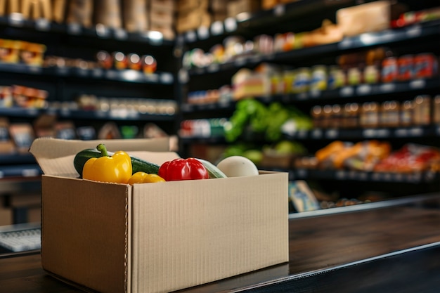 Caja con modelo de alimento fresco