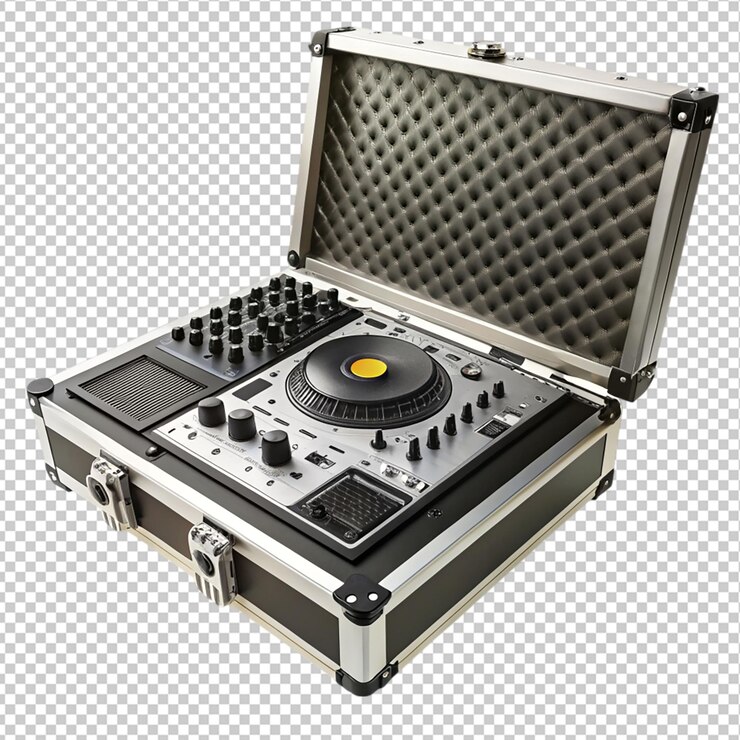 PSD caja de muestras de dj en fondo transparente