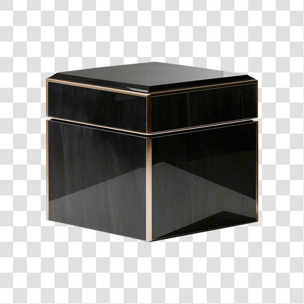 Una caja de ónix oscura aislada sobre un fondo transparente