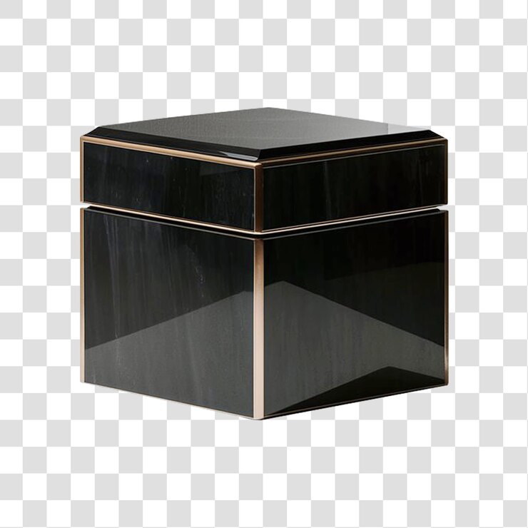 Una caja de ónix oscura aislada sobre un fondo transparente