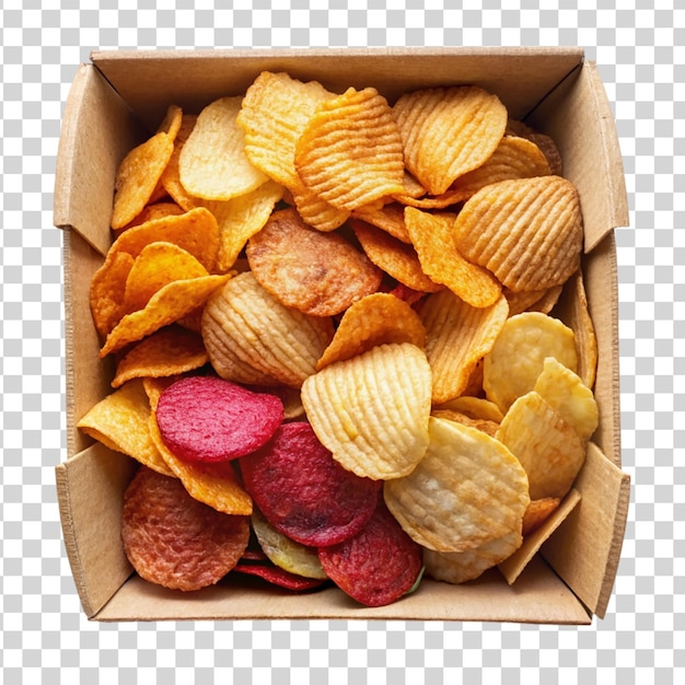 PSD caja de papas fritas con sabores variados transparente