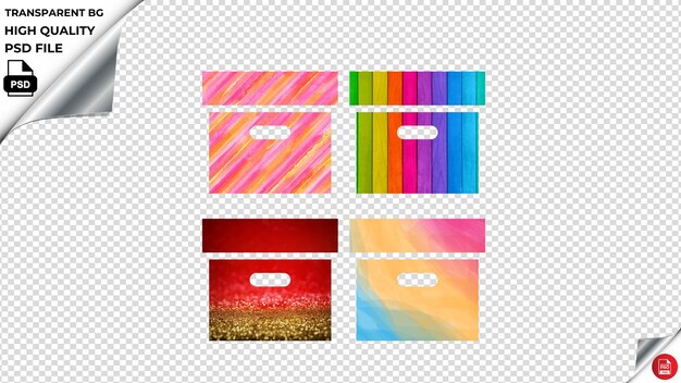 PSD la caja del paquete de iconos de colores psd transparente