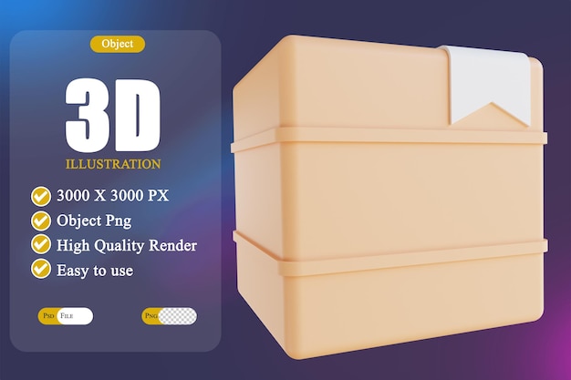 PSD caja de paquete de ilustración 3d 2